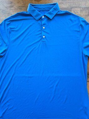 Hickey Freeman Mens L Polo Shirt Royal Blue Short Sleeve Performance